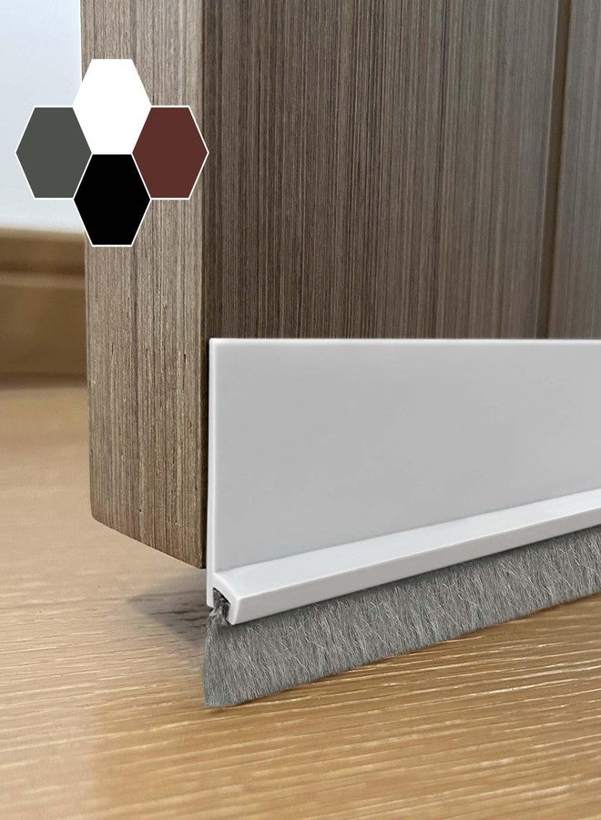 Lsaixl Door Sweep for Bottom of Door, Integrated Bottom Door Draft Stopper with Brush, Self-Adhesive Under Door Seal for Dust/Noise/Hot or Cold Air Insulation, White 39.37" L/2" W - Image 1